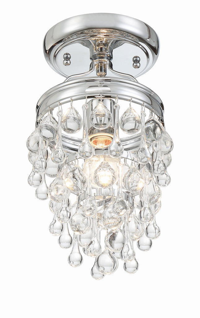 ##Antique Hardware## Calypso 1 Light Crystal Teardrop Polished Chrome Semi Flush Mount
