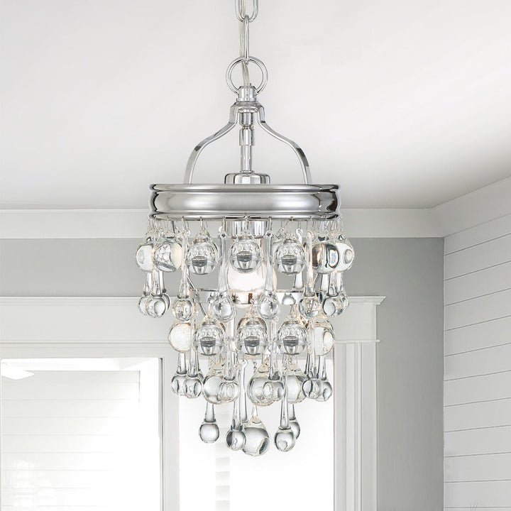 ##Antique Hardware## Calypso 1 Light Crystal Teardrop Polished Chrome Mini Pendant