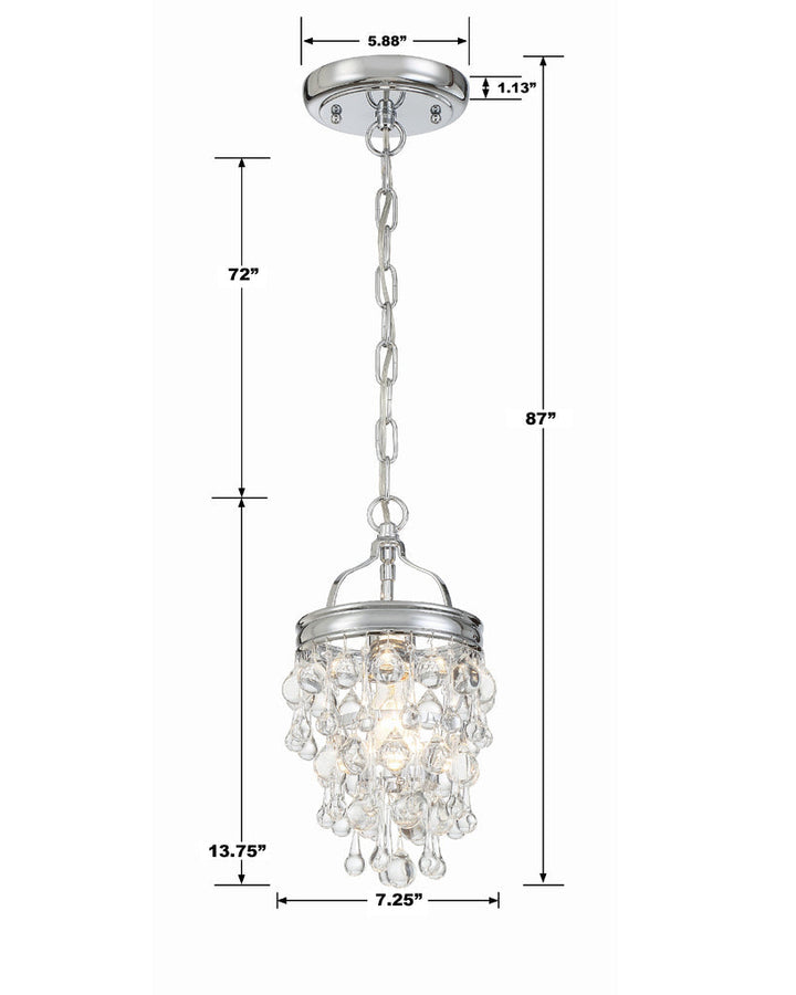 ##Antique Hardware## Calypso 1 Light Crystal Teardrop Polished Chrome Mini Pendant