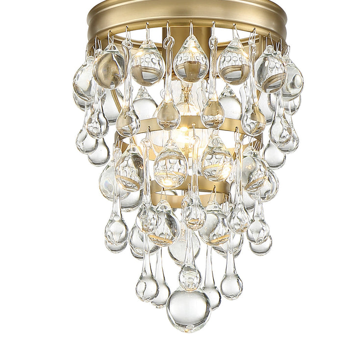 ##Antique Hardware## Calypso 1 Light Crystal Teardrop Vibrant Gold Mini Pendant