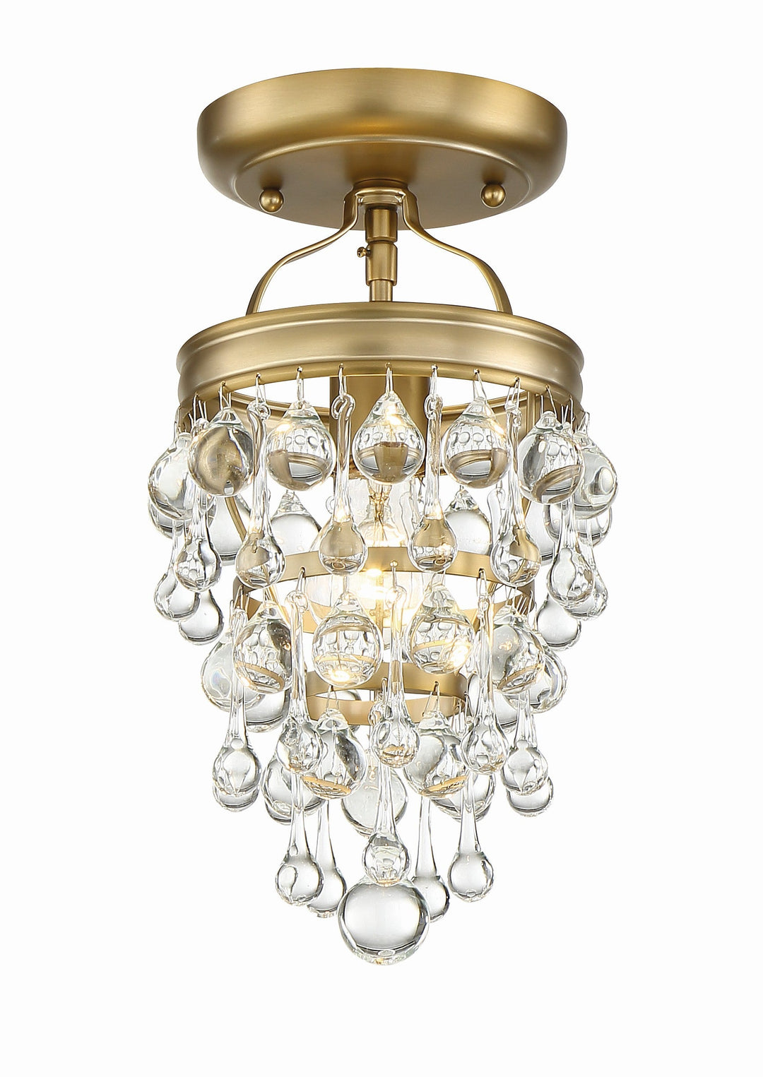 ##Antique Hardware## Calypso 1 Light Crystal Teardrop Vibrant Gold Semi Flush Mount