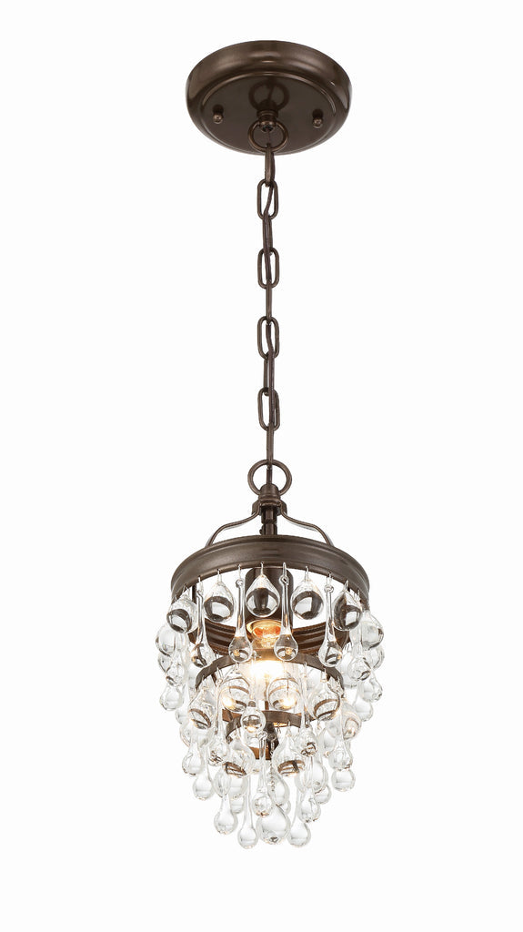 ##Antique Hardware## Calypso 1 Light Crystal Teardrop Vibrant Bronze Mini Pendant