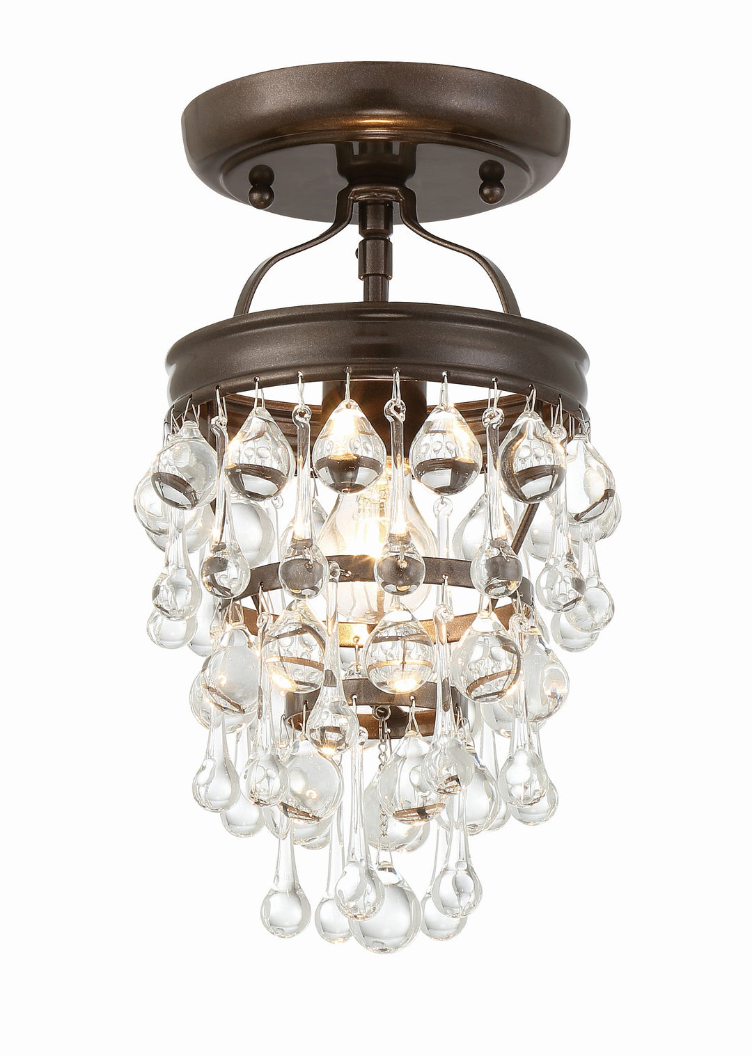 ##Antique Hardware## Calypso 1 Light Crystal Teardrop Vibrant Bronze Semi Flush Mount