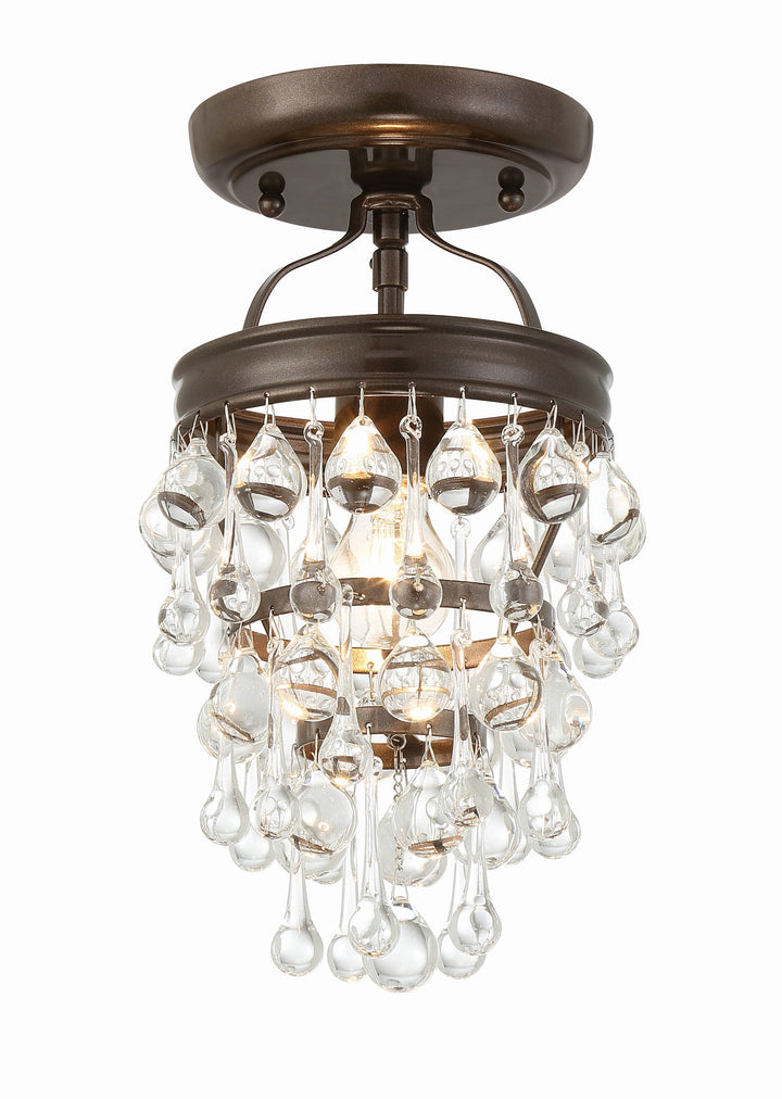 ##Antique Hardware## Calypso 1 Light Crystal Teardrop Vibrant Bronze Semi Flush Mount