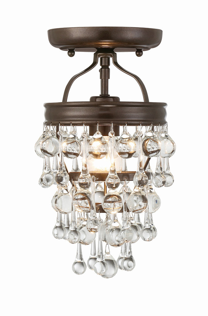 ##Antique Hardware## Calypso 1 Light Crystal Teardrop Vibrant Bronze Semi Flush Mount