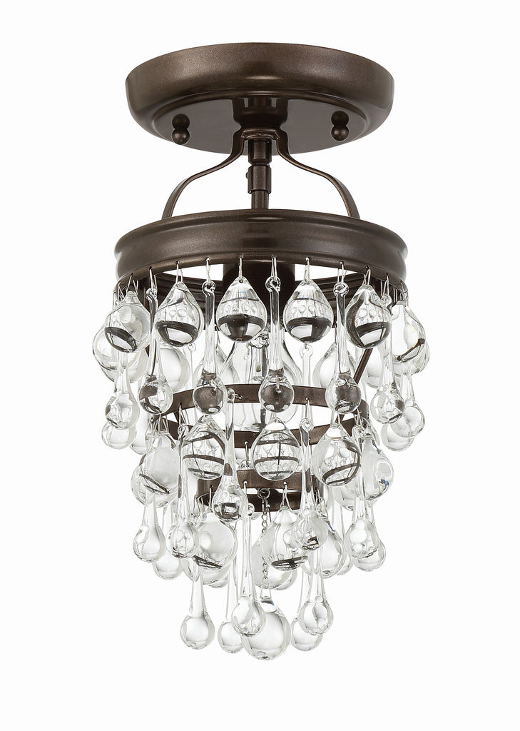 ##Antique Hardware## Calypso 1 Light Crystal Teardrop Vibrant Bronze Semi Flush Mount