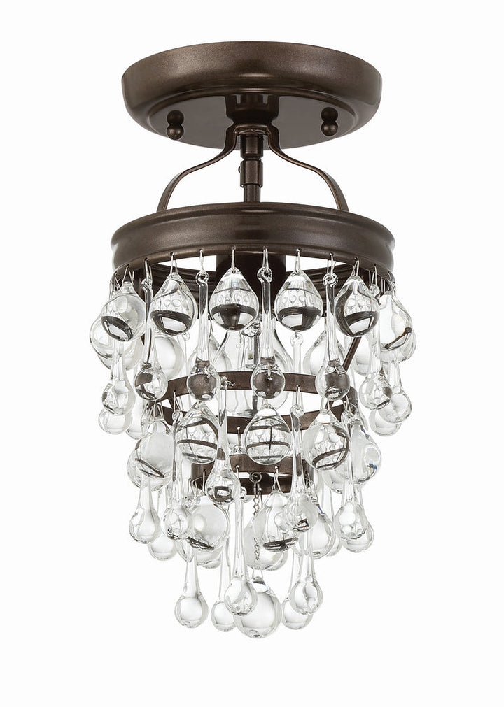 ##Antique Hardware## Calypso 1 Light Crystal Teardrop Vibrant Bronze Semi Flush Mount