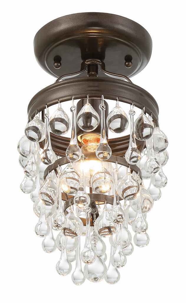 ##Antique Hardware## Calypso 1 Light Crystal Teardrop Vibrant Bronze Semi Flush Mount