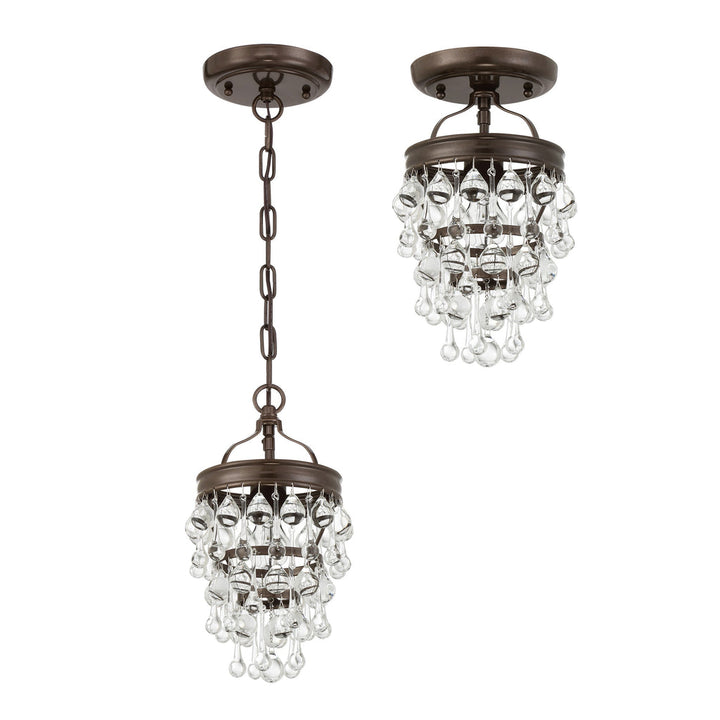 ##Antique Hardware## Calypso 1 Light Crystal Teardrop Vibrant Bronze Semi Flush Mount