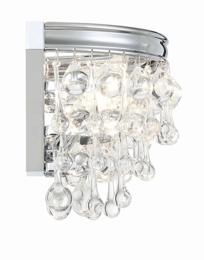 ##Antique Hardware## Calypso 2 Light Crystal Teardrop Polished Chrome Sconce