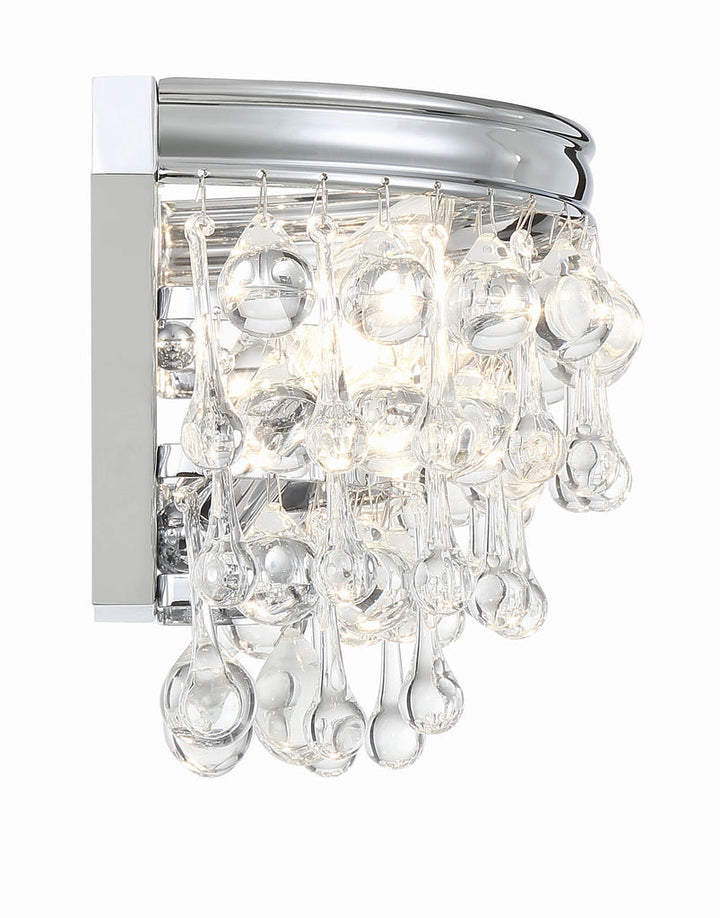 ##Antique Hardware## Calypso 2 Light Crystal Teardrop Polished Chrome Sconce