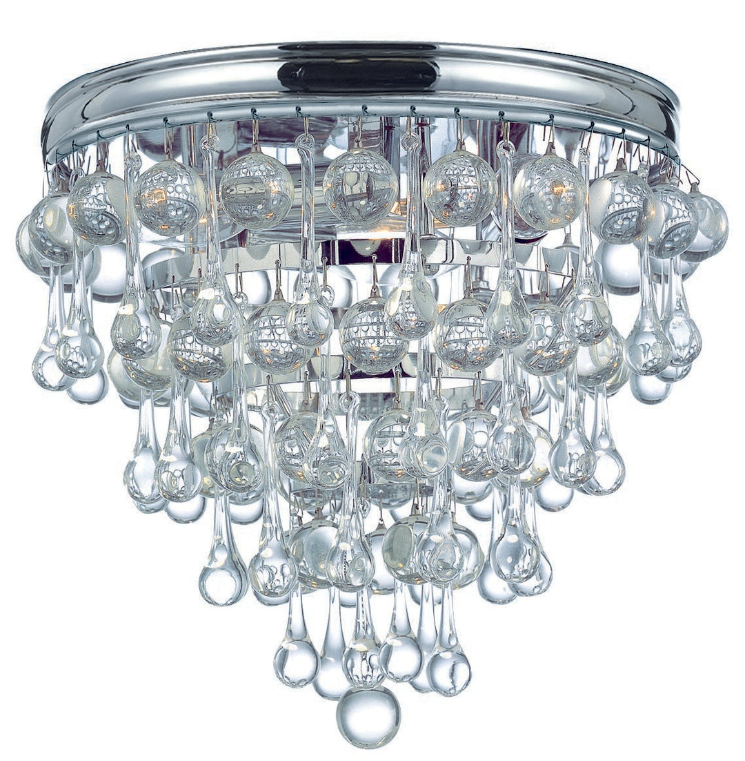 ##Antique Hardware## Calypso 3 Light Crystal Teardrop Polished Chrome Flush Mount