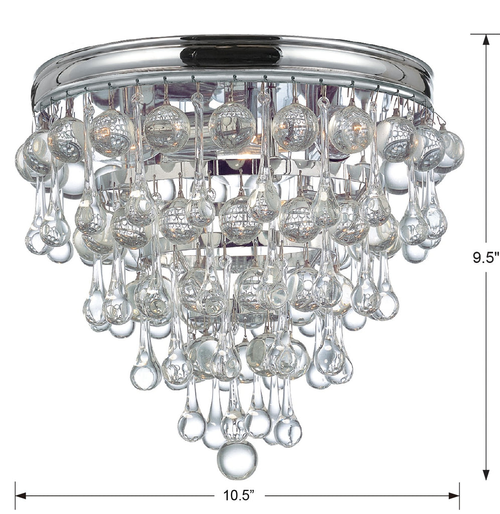 ##Antique Hardware## Calypso 3 Light Crystal Teardrop Polished Chrome Flush Mount