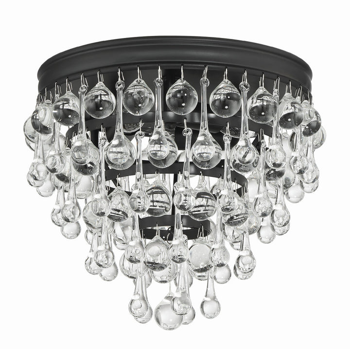 ##Antique Hardware## Calypso 3 Light Matte Black Flush Mount