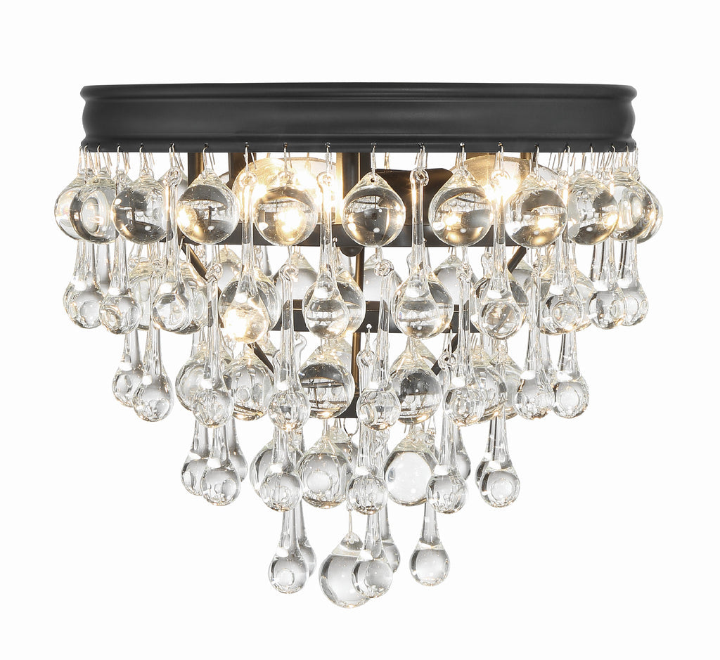 ##Antique Hardware## Calypso 3 Light Matte Black Flush Mount