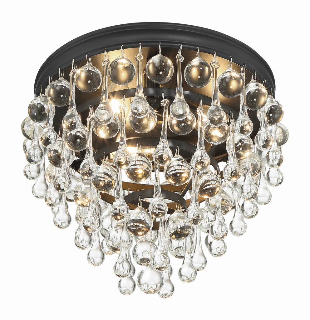 ##Antique Hardware## Calypso 3 Light Matte Black Flush Mount