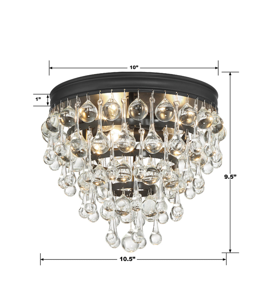 ##Antique Hardware## Calypso 3 Light Matte Black Flush Mount