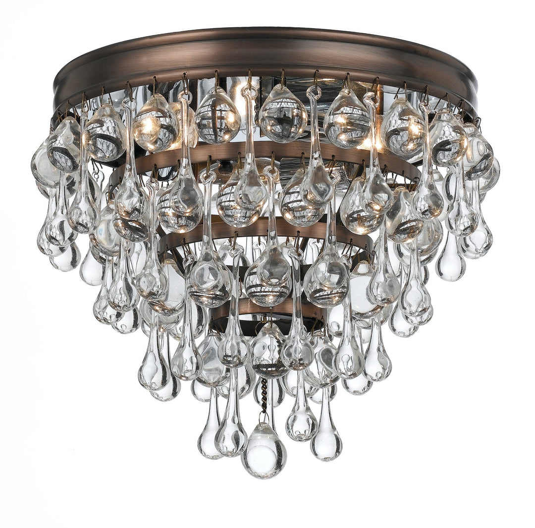 ##Antique Hardware## Calypso 3 Light Crystal Teardrop Vibrant Bronze Flush Mount