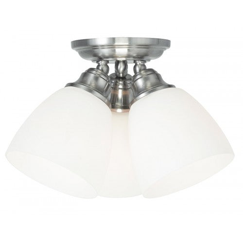 ##Antique Hardware## 3 Light Brushed Nickel Ceiling Mount