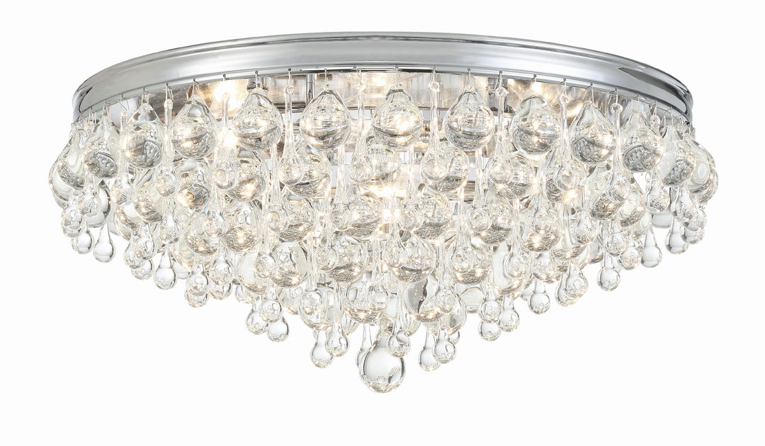 ##Antique Hardware## Calypso 6 Light Crystal Teardrop Polished Chrome Flush Mount