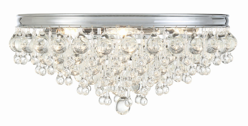 ##Antique Hardware## Calypso 6 Light Crystal Teardrop Polished Chrome Flush Mount