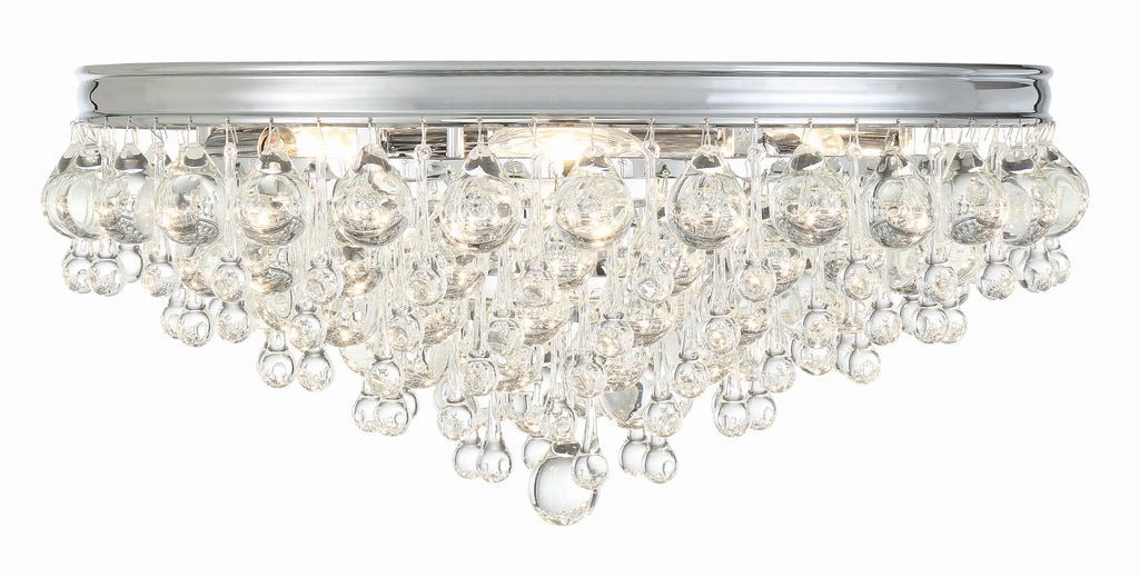 ##Antique Hardware## Calypso 6 Light Crystal Teardrop Polished Chrome Flush Mount