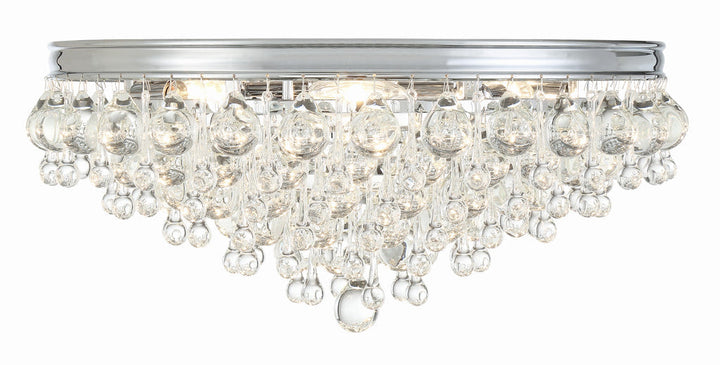 ##Antique Hardware## Calypso 6 Light Crystal Teardrop Polished Chrome Flush Mount