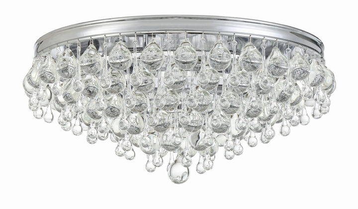 ##Antique Hardware## Calypso 6 Light Crystal Teardrop Polished Chrome Flush Mount