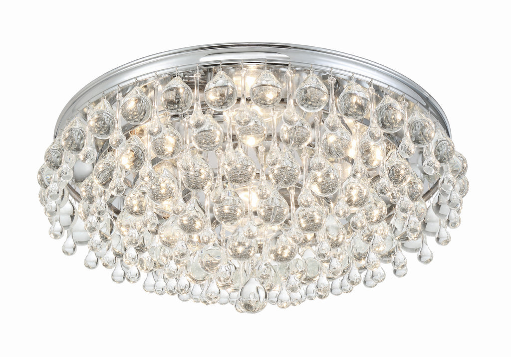 ##Antique Hardware## Calypso 6 Light Crystal Teardrop Polished Chrome Flush Mount