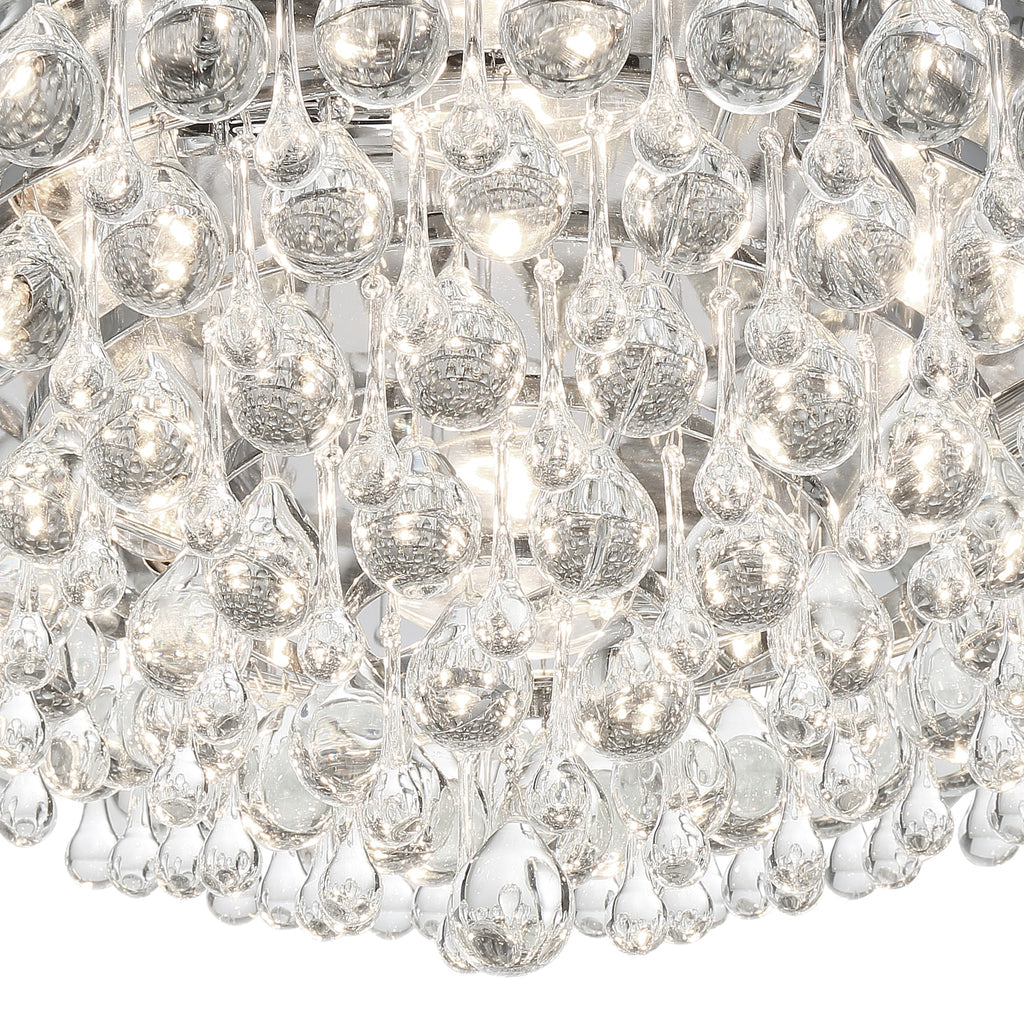 ##Antique Hardware## Calypso 6 Light Crystal Teardrop Polished Chrome Flush Mount