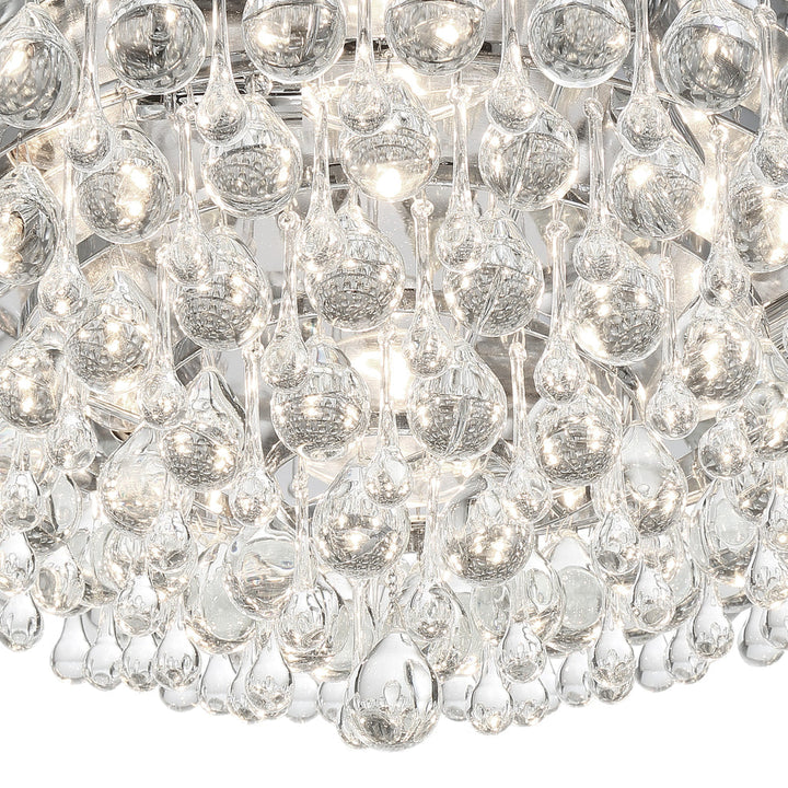 ##Antique Hardware## Calypso 6 Light Crystal Teardrop Polished Chrome Flush Mount