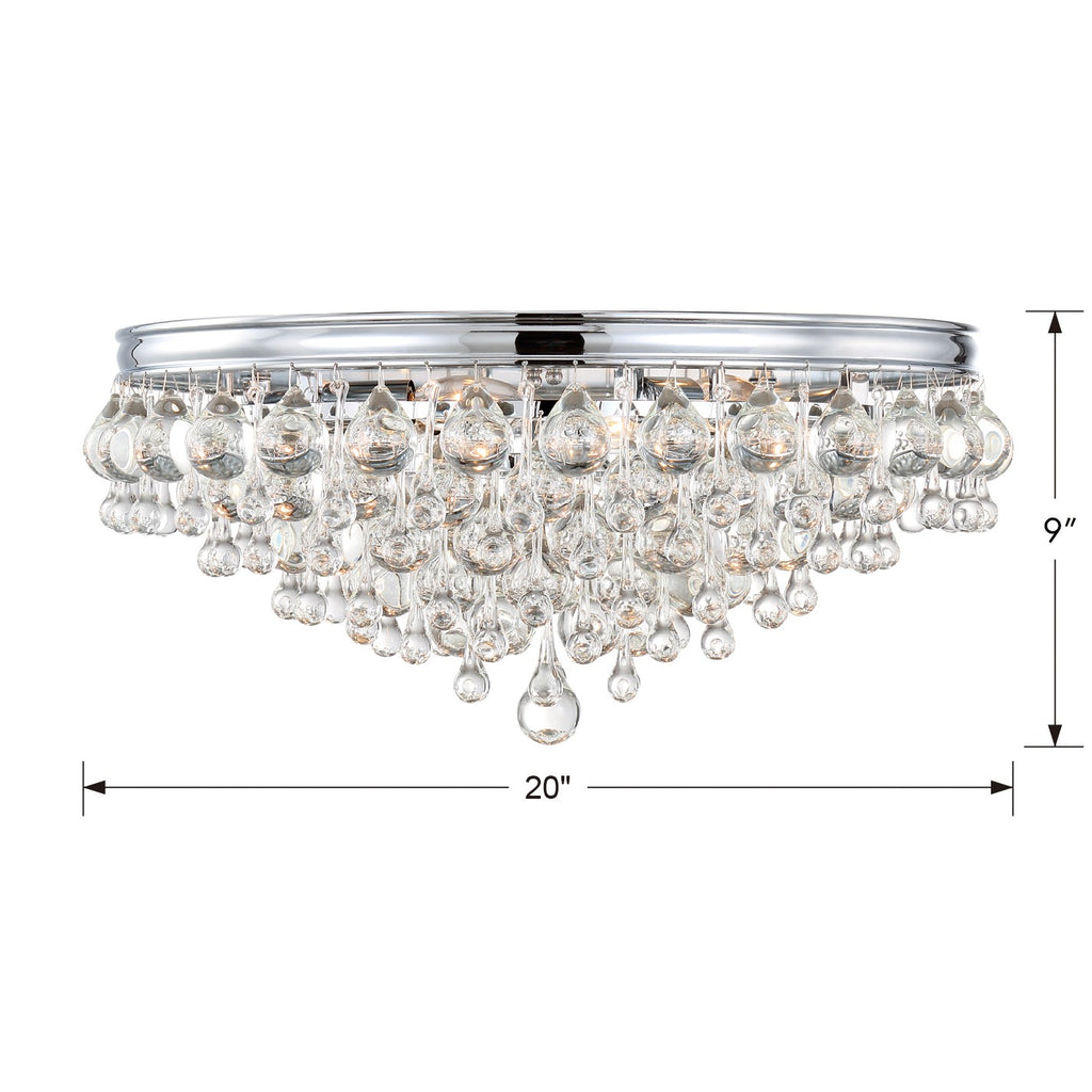 ##Antique Hardware## Calypso 6 Light Crystal Teardrop Polished Chrome Flush Mount