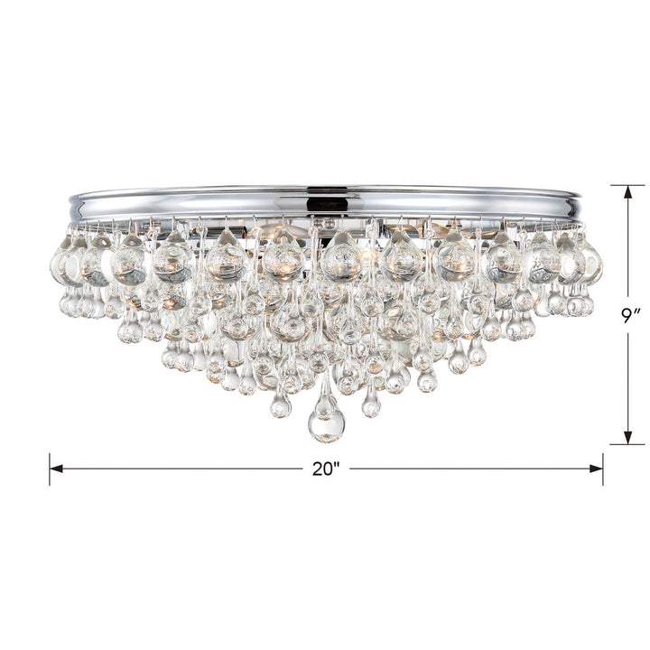 ##Antique Hardware## Calypso 6 Light Crystal Teardrop Polished Chrome Flush Mount