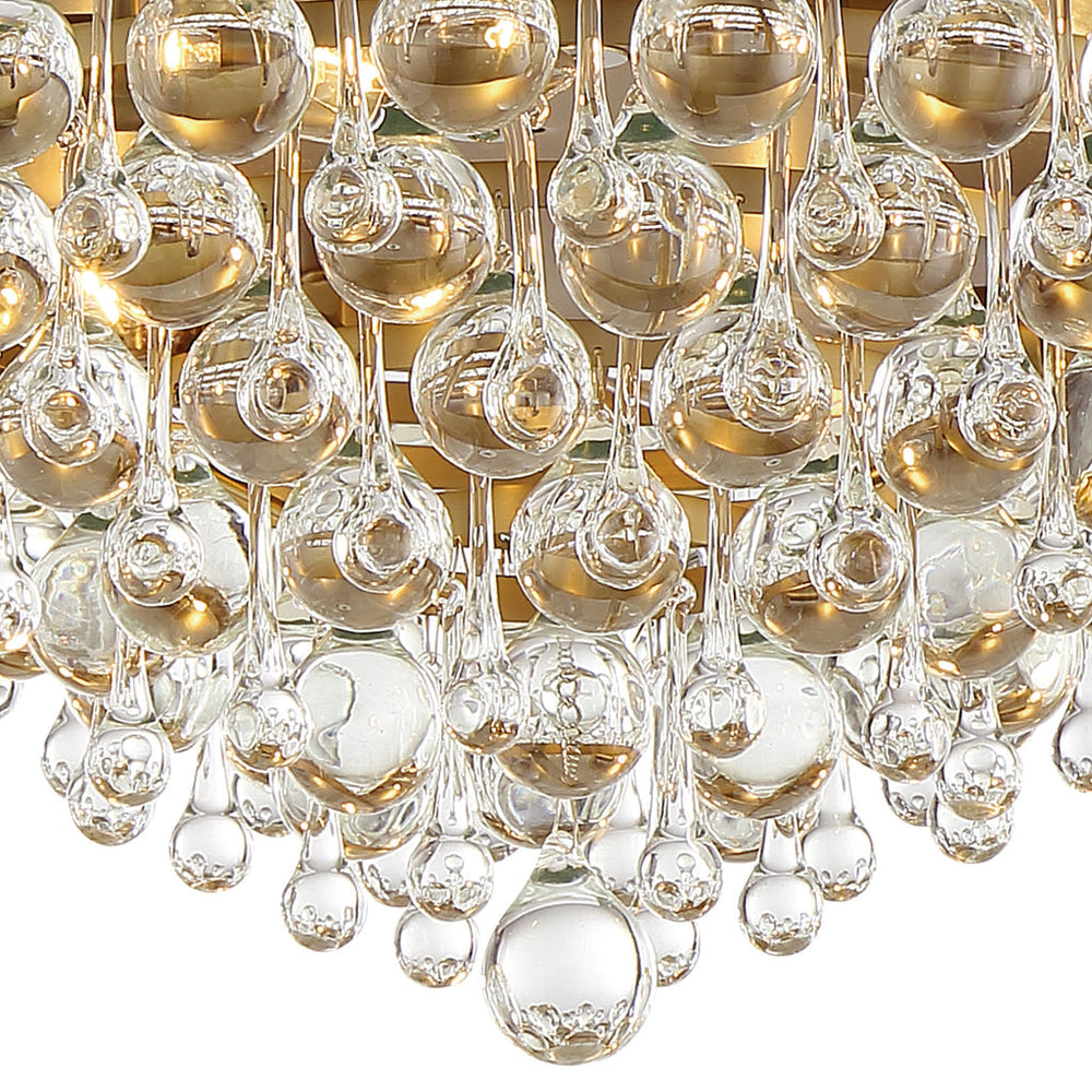 ##Antique Hardware## Calypso 6 Light Crystal Teardrop Vibrant Gold Flush Mount
