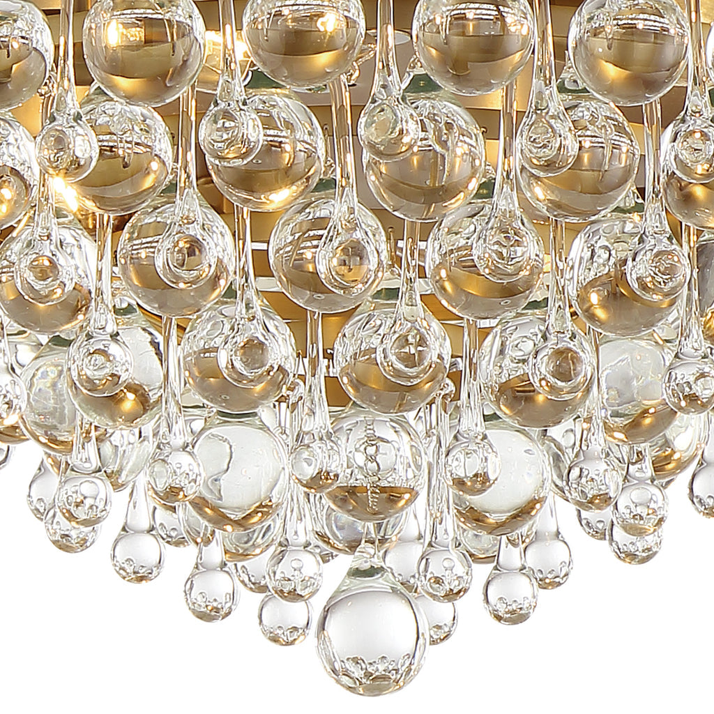 ##Antique Hardware## Calypso 6 Light Crystal Teardrop Vibrant Gold Flush Mount