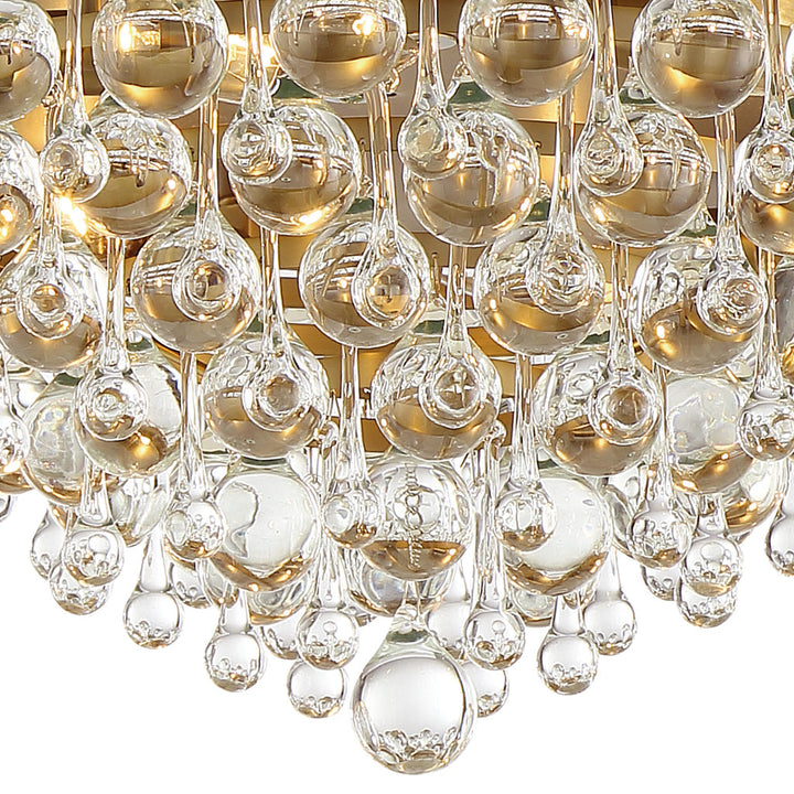 ##Antique Hardware## Calypso 6 Light Crystal Teardrop Vibrant Gold Flush Mount