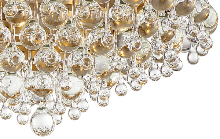 ##Antique Hardware## Calypso 6 Light Crystal Teardrop Vibrant Gold Flush Mount