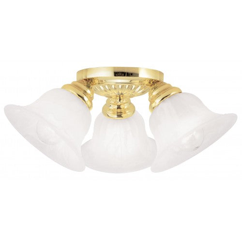 ##Antique Hardware## 3 Light Polished Brass Ceiling Mount
