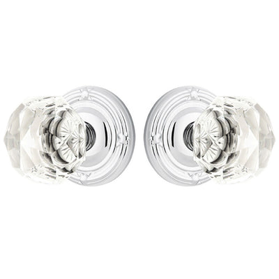 Antique Hardware Emtek Diamond Crystal Door Knob Set With Ribbon & Reed Rosette (Several Finish Options) EMTEK GLASS CRYSTAL DIAMOND DOOR KNOB
