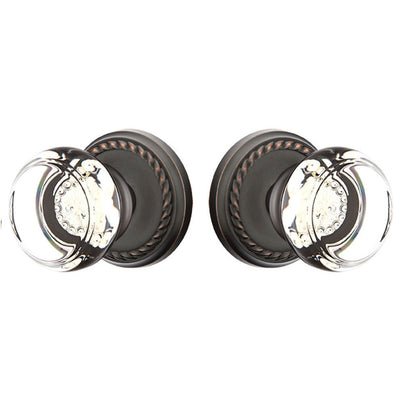 Antique Hardware Crystal Georgetown Door Knob Set With Rope Rosette (Several Finish Options) EMTEK GLASS CRYSTAL GEORGETOWN DOOR KNOB