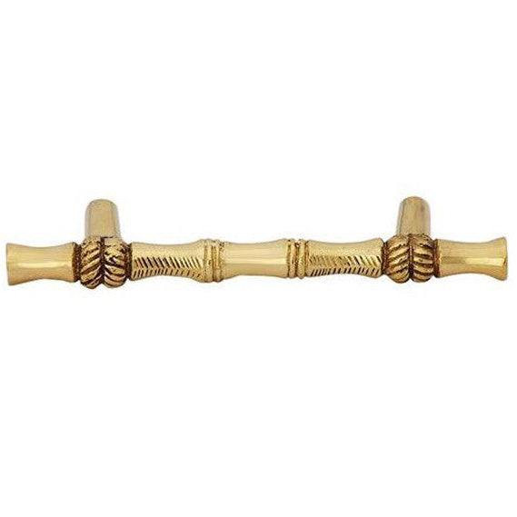 Antique Hardware 4 3/4 Inch Overall (3 Inch c-c) Solid Brass Japanese Bamboo Style Pull (Several Finishing Available) CABINET PULL