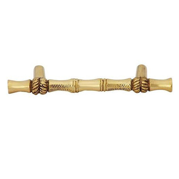 Antique Hardware 4 3/4 Inch Overall (3 Inch c-c) Solid Brass Japanese Bamboo Style Pull (Several Finishing Available) CABINET PULL