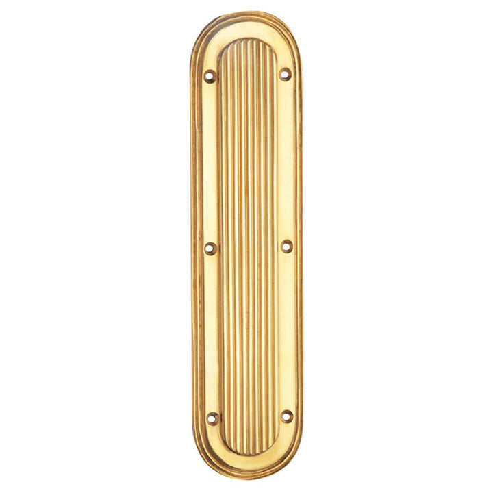 ##Antique Hardware## Open Box Sale Item 10 1/2 Inch Classic Art Deco Solid Brass Push Plate (Polished Brass Finish)