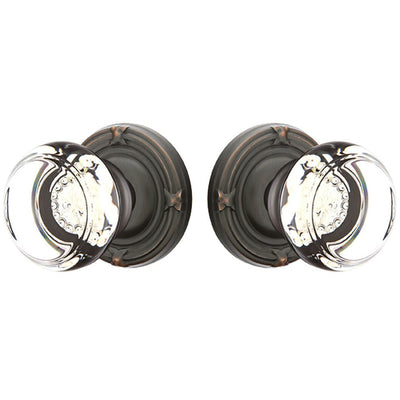 ##Antique Hardware## Emtek Crystal Georgetown Door Knob Set With Ribbon & Reed Rosette (Several Finish Options)