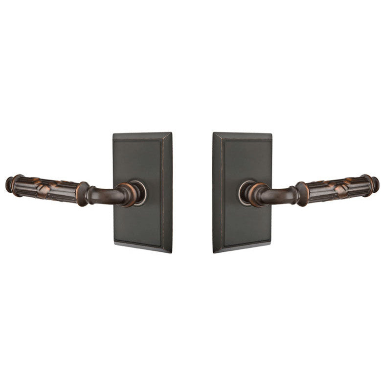 ##Antique Hardware## Solid Brass Ribbon & Reed Lever With Rectangular Rosette (Many Finishes Available)