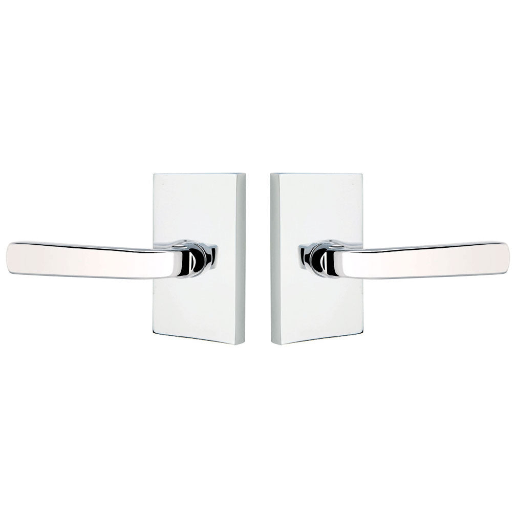 ##Antique Hardware## Brass Modern Hardware - Double Dummy Sion Door Lever With Modern Rectangular Rosette in Satin Brass - 5052SIOUS4 - Emtek Hardware