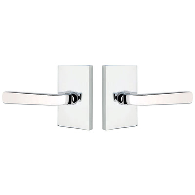 ##Antique Hardware## Brass Modern Hardware - Double Dummy Sion Door Lever With Modern Rectangular Rosette in Satin Brass - 5052SIOUS4 - Emtek Hardware