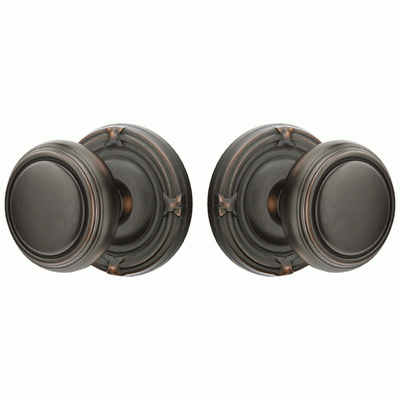 ##Antique Hardware## Solid Brass Norwich Door Knob Set With Ribbon & Reed Rosette (Several Finish Options)