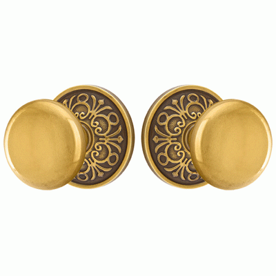 ##Antique Hardware## Solid Brass Providence Door Knob Set With Lancaster Rosette (Several Finish Options)