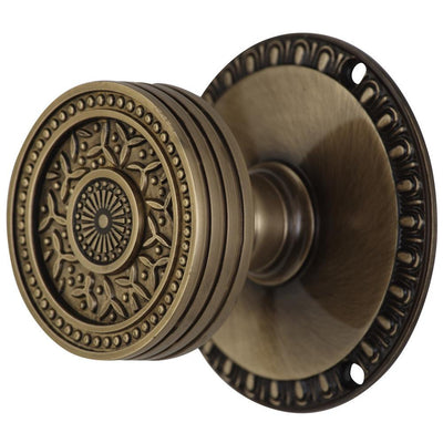 Antique Hardware Egg & Dart Rosette Door Set with Rice Pattern Door Knobs (Several Finishes Available) Door Knobs Satin Nickel